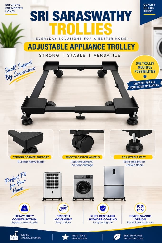 Sri Saraswathy Adjustable Appliance Trolley — Multi-Purpose Stand